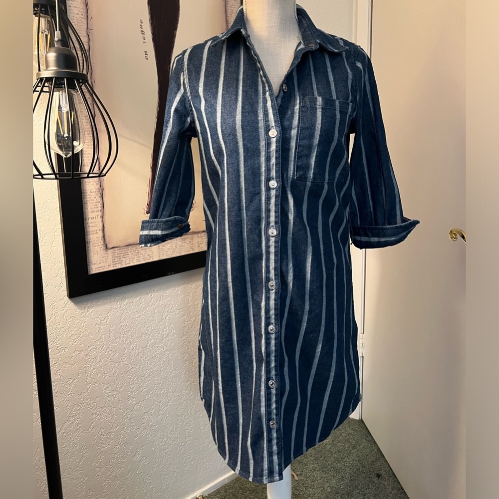 7 for all mankind stripe shirt dress
